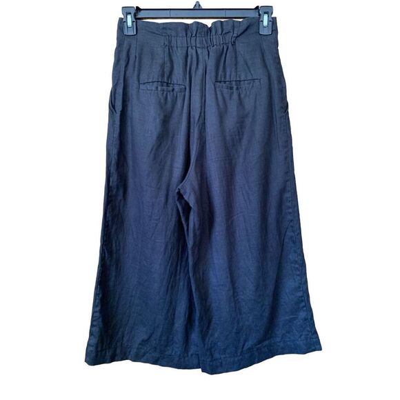 Rene Derhy Cropped Wide‎ Leg Linen Culottes Black Size M - Picture 2 of 12